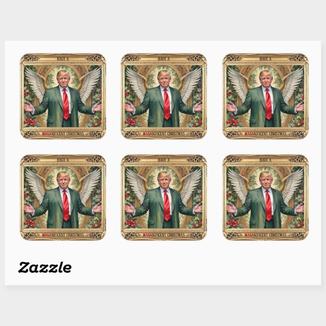Sticker Carré Winged Trump MAGA nificent Christmas Luxury (Feuille)