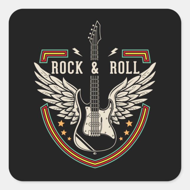 Sticker Carré Wings Rock and Roll Music Lover (Devant)