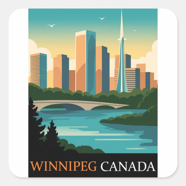 Sticker Carré Winnipeg Canada (Devant)