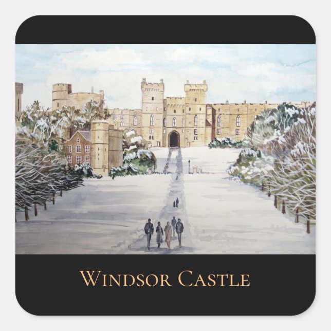 Sticker Carré Winter at Windsor Castle (Devant)