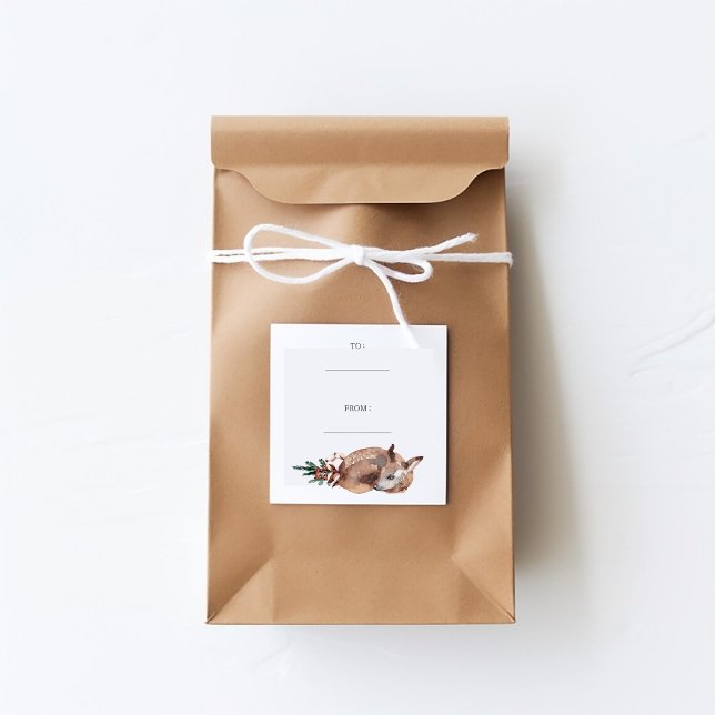 Sticker Carré Winter Deer Simple Holiday (Créateur téléchargé)