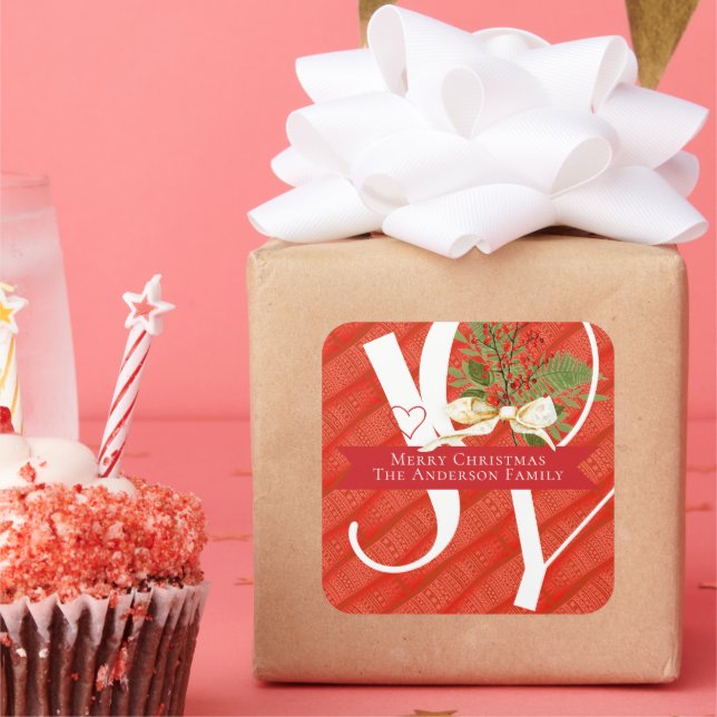 Sticker Carré Winter Greens Red Joy Noël Holiday (Fête)