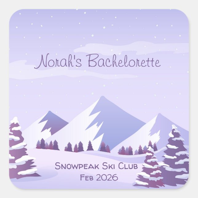 Sticker Carré Winter Mountain Bachelorette Weekend Custom  (Devant)