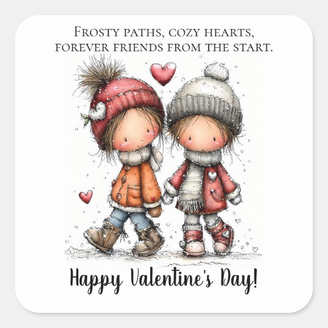 Sticker Carré Winter Walk Valentine  (Devant)