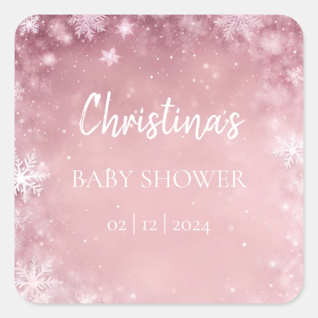 Sticker Carré Winter Wonderland Baby shower (Devant)