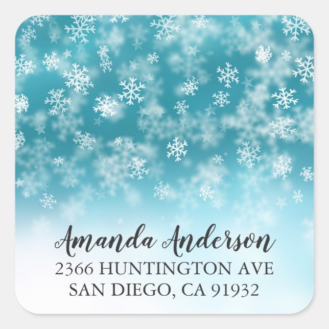 Sticker Carré Winter Wonderland Snowflake Adresse de retour Stic (Devant)