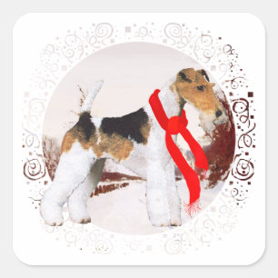 Sticker Carré Wire Fox Terrier hiver