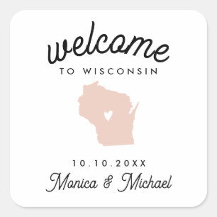 Sticker Carré WISCONSIN Destination Mariage N'IMPORTE QUELLE COU