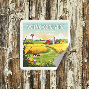 Sticker Carré Wisconsin vintage