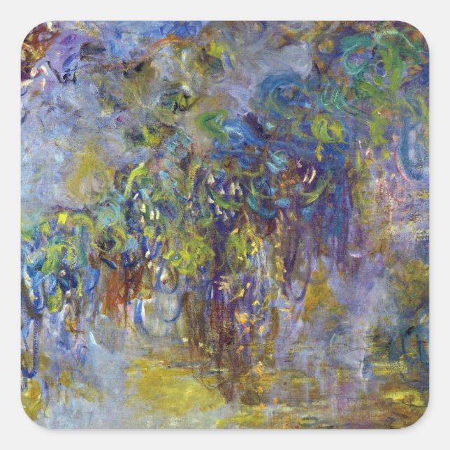 Sticker Carré Wisteria (moitié droite) par Claude Monet (Devant)