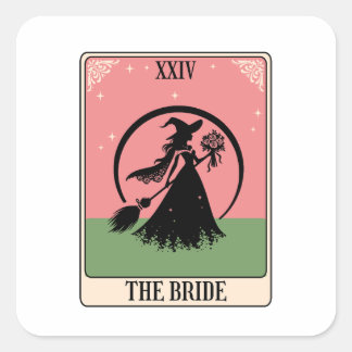 Sticker Carré witch bride tarot mystical Bachelorette Party