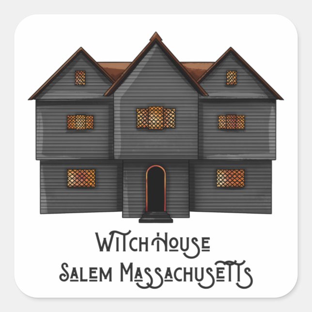 Sticker Carré Witch House Salem, Massachusetts (Devant)
