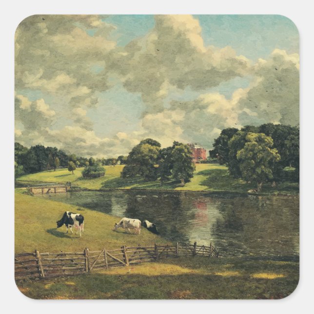 Sticker Carré Wivenhoe Park par John Constable (Devant)