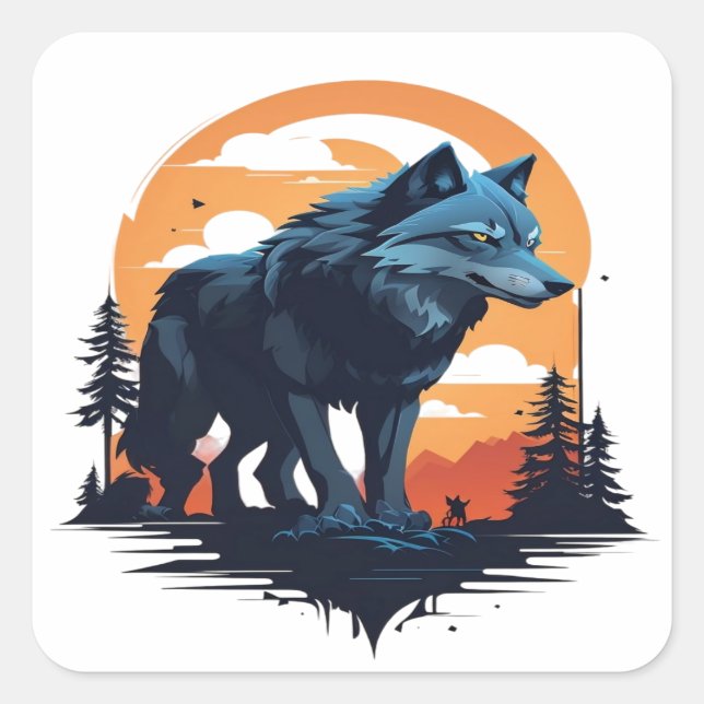 Sticker Carré Wolf 06 (Devant)