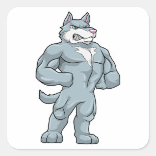 Sticker Carré Wolf comme Bodybuilder extrême