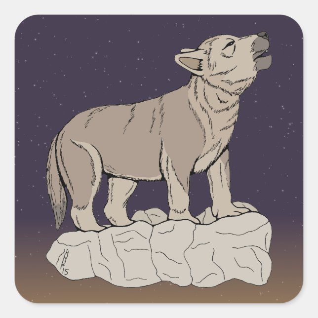 Sticker Carré Wolf Pup Howling (Devant)