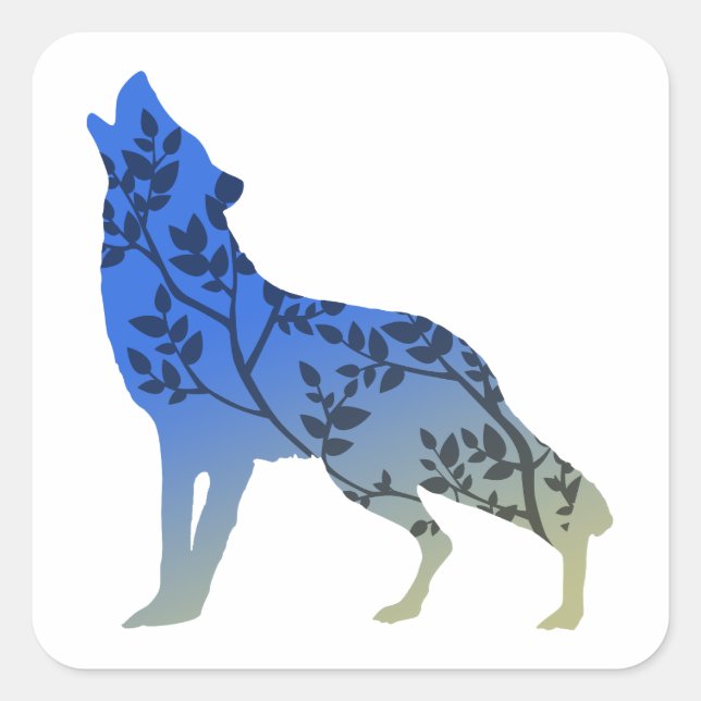Sticker Carré Wolf Tree (Devant)