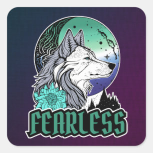 Sticker Carré Wolf Under the Moon in Gay Drapeau Couleurs