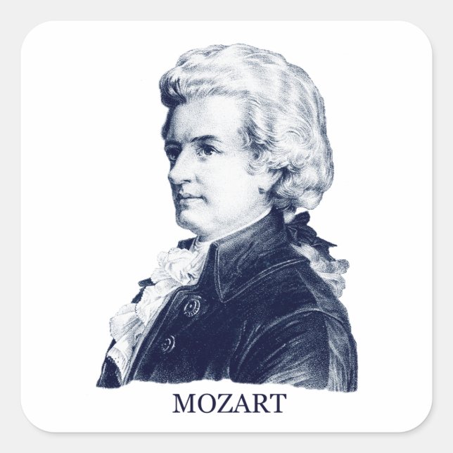 Sticker Carré Wolfgang Amadeus Mozart, bleu (Devant)