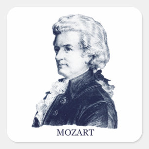 Sticker Carré Wolfgang Amadeus Mozart, bleu