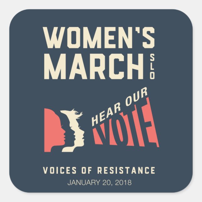 Sticker Carré Women's March SLO - Janvier 2018 Event (Devant)
