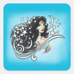 Sticker Carré Wonder Woman and Stars