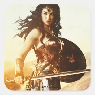 Sticker Carré Wonder Woman Au coucher Du Soleil