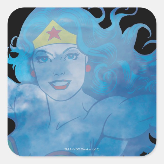 Sticker Carré Wonder Woman Ciel bleu Silhouette (Devant)