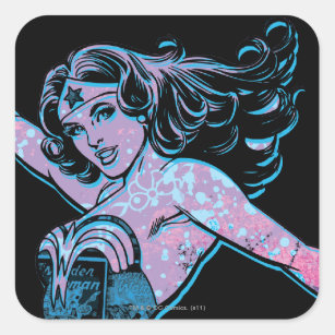 Sticker Carré Wonder Woman Pose colorée