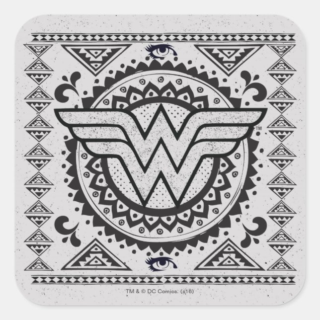 Sticker Carré Wonder Woman Spirituel Tribal Design (Devant)