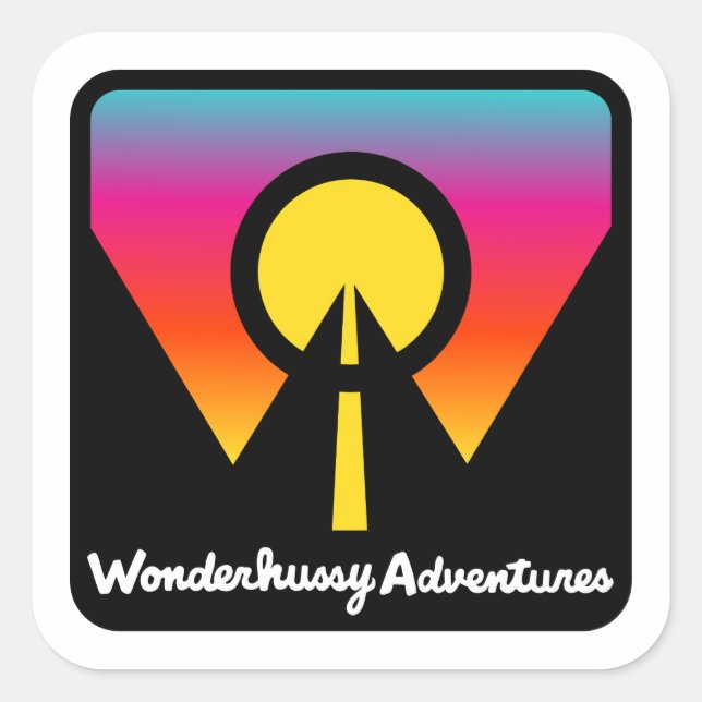 Sticker Carré Wonderhussy Adventures Sunset Horizon Logo (Devant)