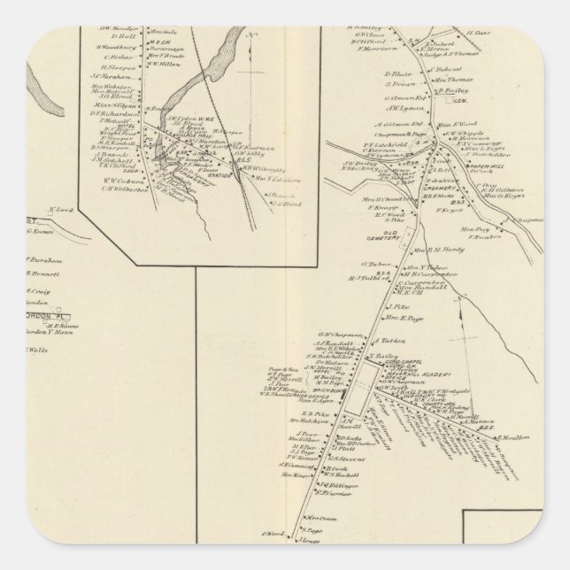 Sticker Carré Woodsville PO (Devant)