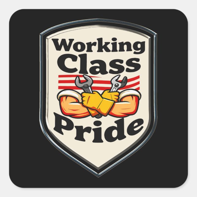 Sticker Carré Working Class Pride Badge – Blue Collar Worker (Devant)