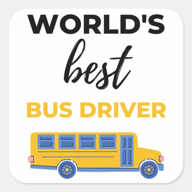Sticker Carré World's Best Bus Driver bl (Devant)
