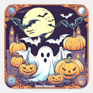 Sticker Carré Wow Halloween Thrill