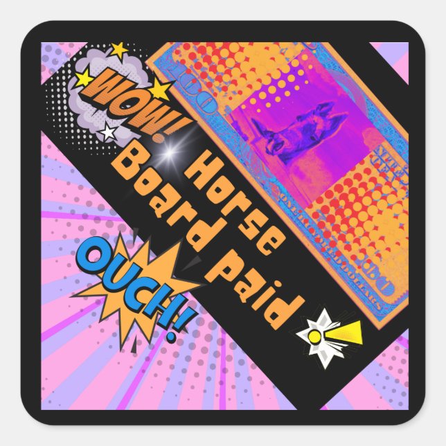 Sticker Carré wow horse board payé (Devant)