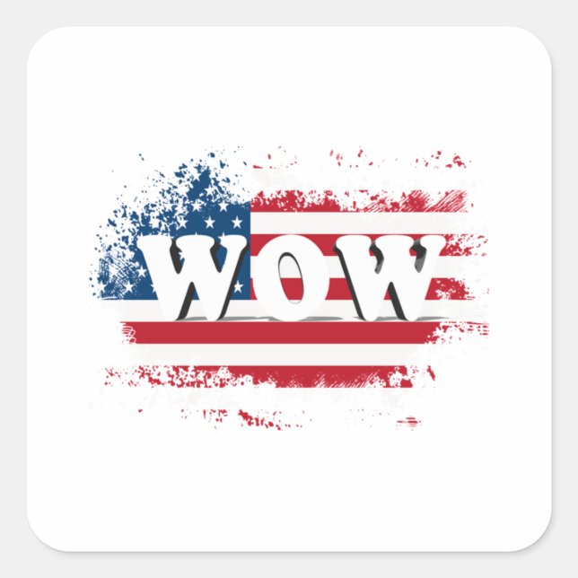 Sticker Carré WOW USA Free Day T-shirt Classic (Devant)