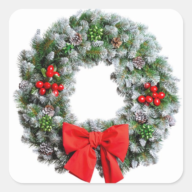 Sticker Carré Wreath de Noël (Devant)