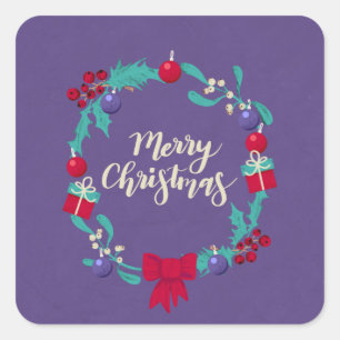 Sticker Carré Wreath de Noël