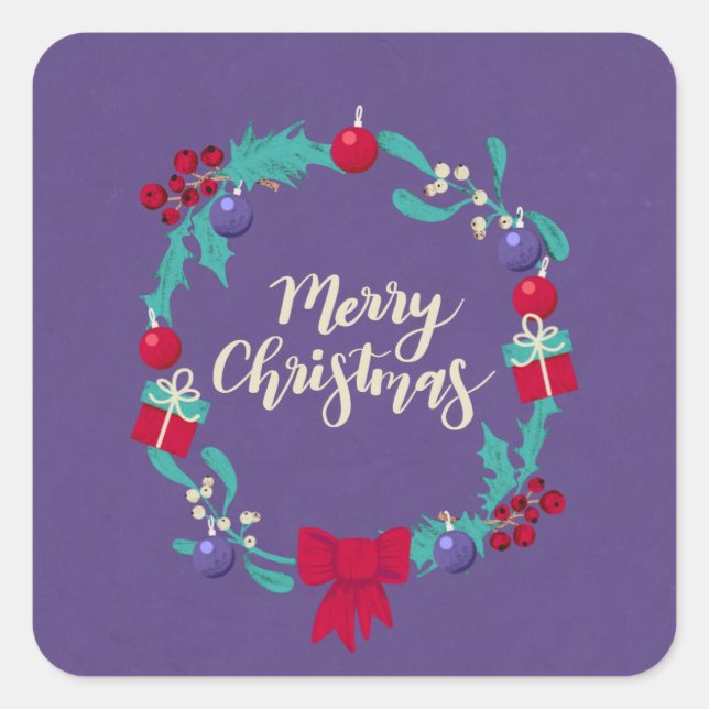 Sticker Carré Wreath de Noël (Devant)