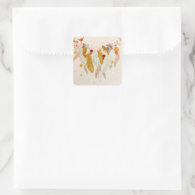 Sticker Carré Wreath Gold Glitted Boho Folid (Sac)