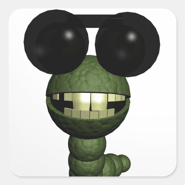 Sticker Carré Wurm mit Sonnenbrille (Devant)