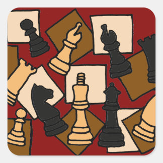 Sticker Carré WW - Jeu d'échecs Pièces Art
