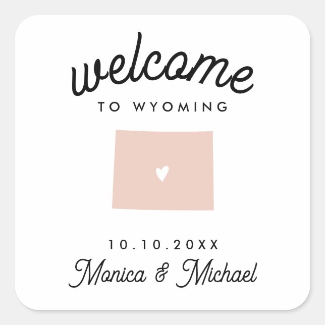 Sticker Carré WYOMING Destination Mariage N'IMPORTE QUELLE COULE (Devant)