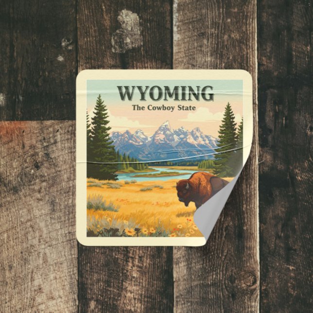 Sticker Carré Wyoming vintage (Créateur téléchargé)