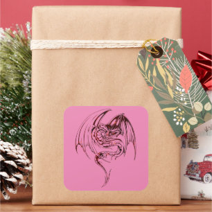 Sticker Carré Wyvern Dragon are Imaginaire Mythical Creatures Cl