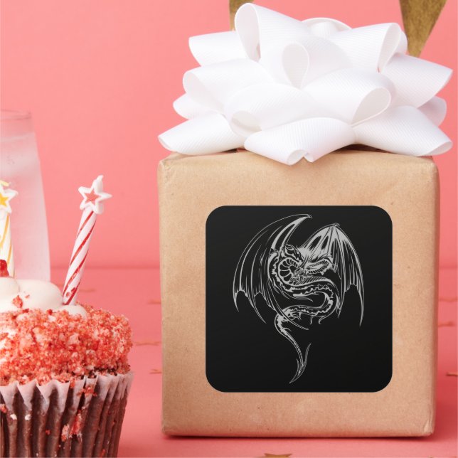 Sticker Carré Wyvern Dragon sont des créatures mythiques de fant (Fête)