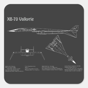 Sticker Carré XB-70 Valkyrie - Plan directeur de l'avion PD