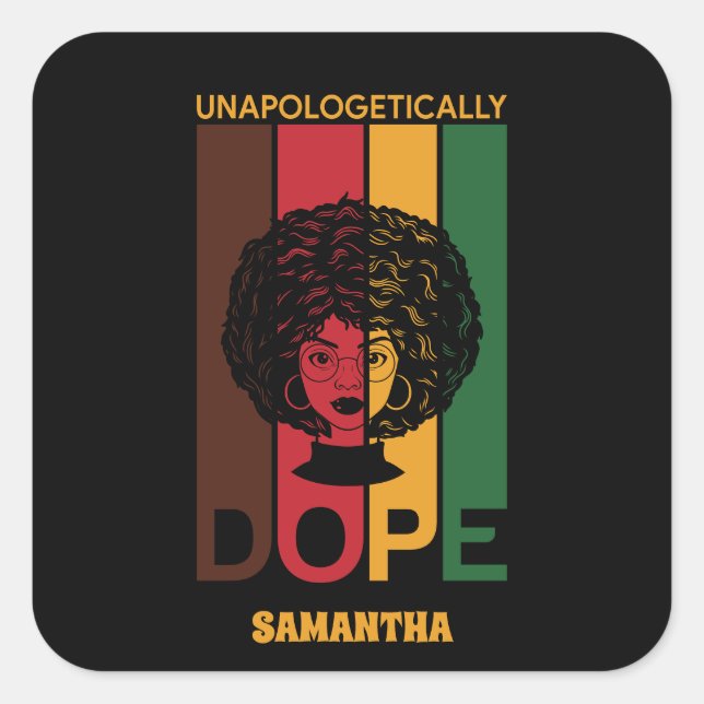 Sticker Carré Xe | Dope sans apologisme | Femme afro (Devant)