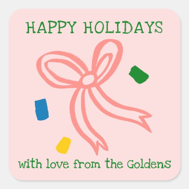 Sticker Carré Xmas Bow Doodle CHRISTMAS Holiday Gift To From  (Devant)